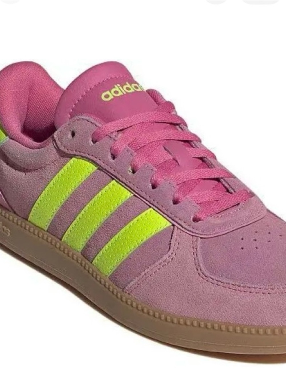 adidas Pink and Neon Yellow Women's Suede Sneakers - Picture 9 of 9
